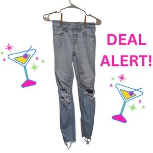 Eunina Women's Size 0 Josie Midrise Skinny Crop Ripped Jeans